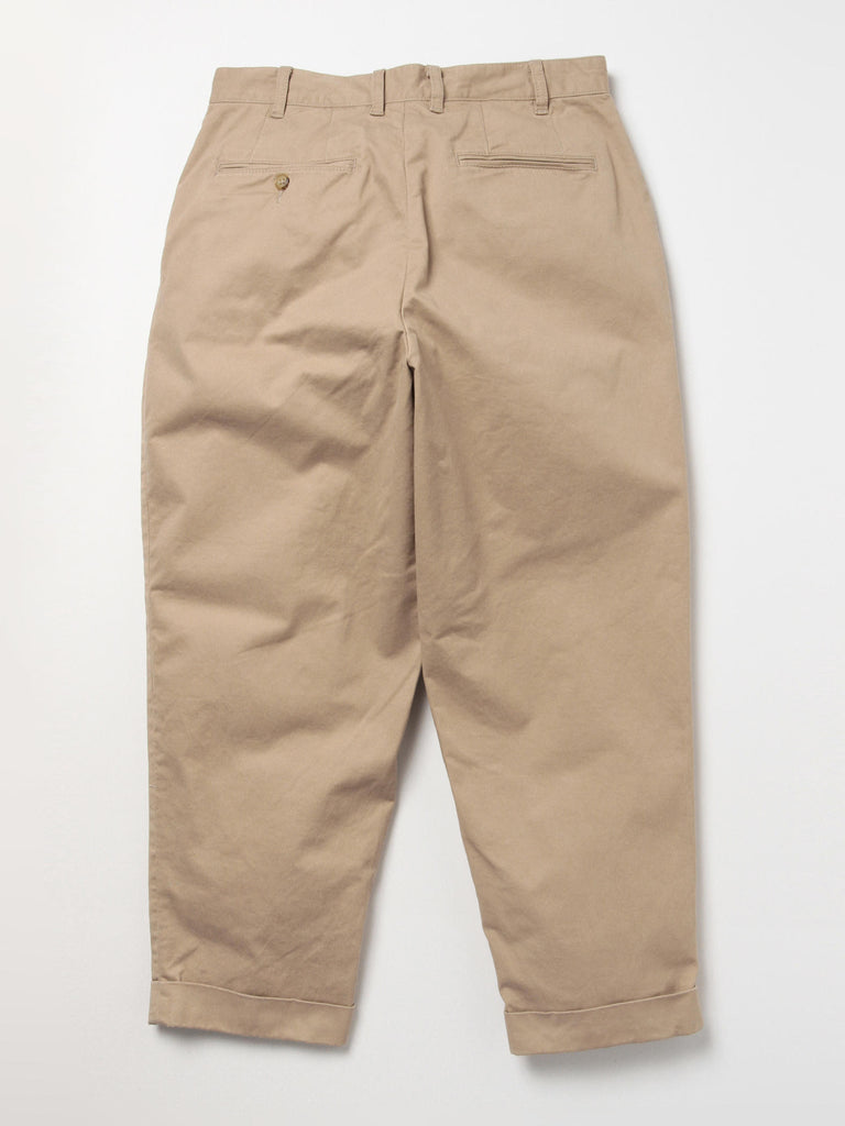 2 Pleats Twill Trousers Khaki - 2nd Academic Store