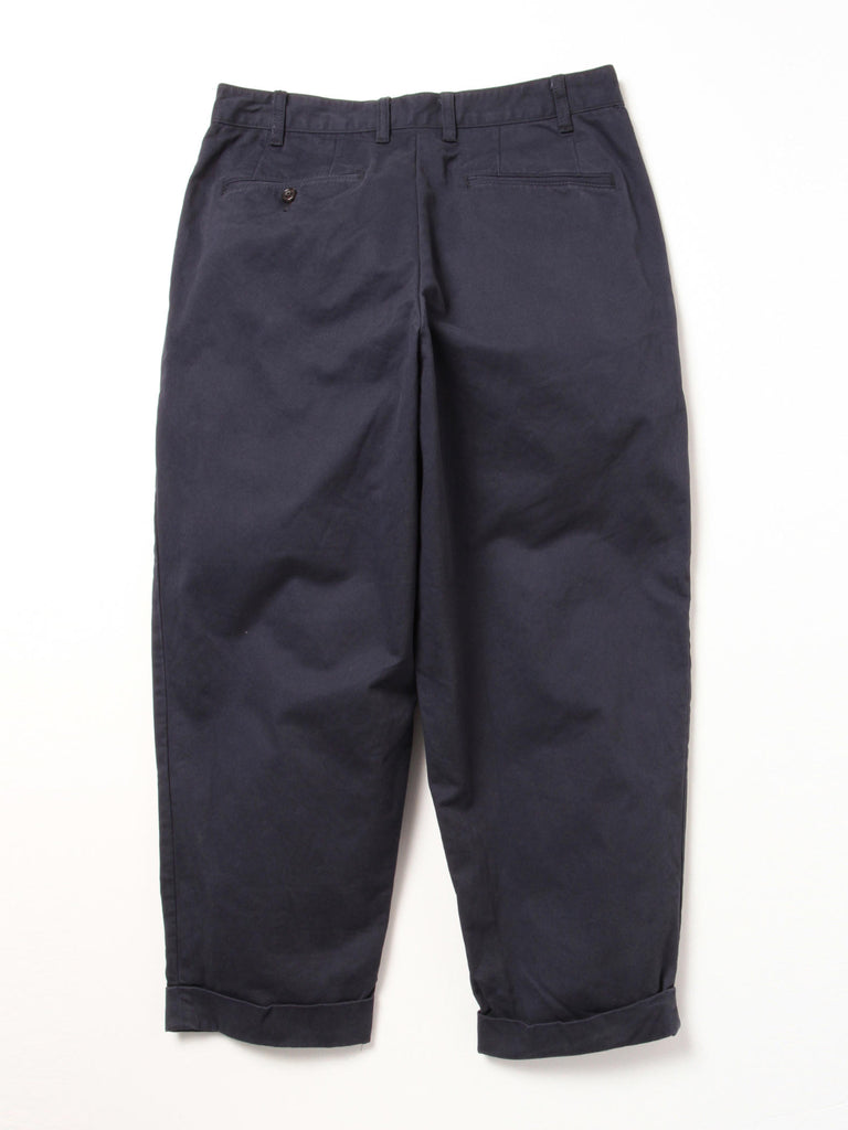 2 Pleats Twill Trousers Navy - 2nd Academic Store