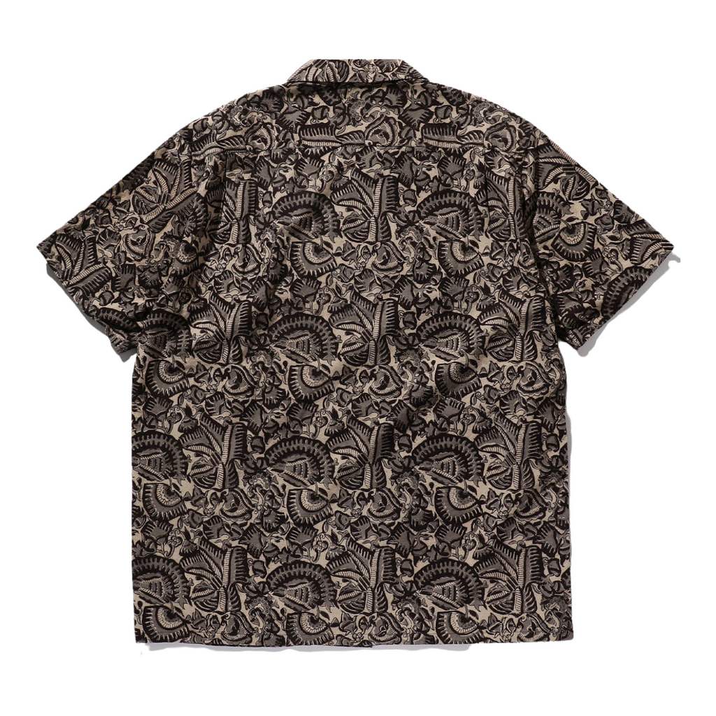 Open Collar Short Sleeve Block Print Botanical Shirt - 2nd Academic Store
