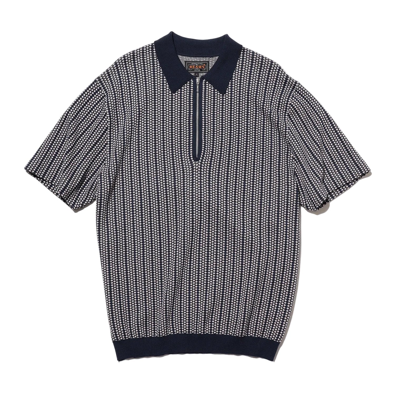 Beams Plus Half Zip Knit Polo Navy