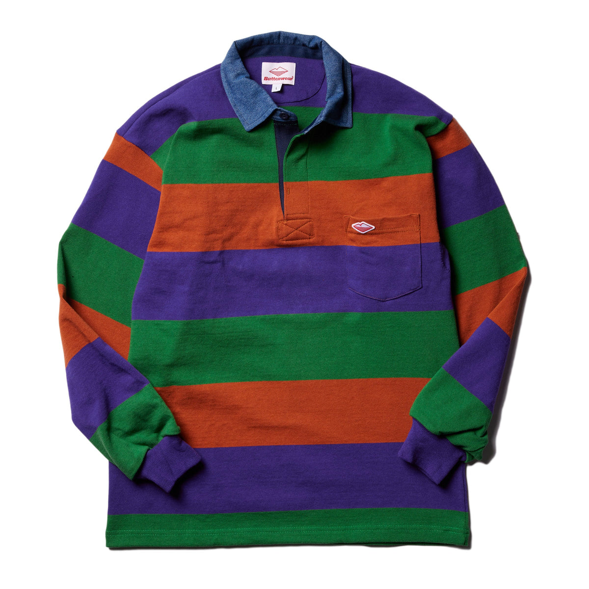 Battenwear Pocket Rugby Shirt Stripe Rust