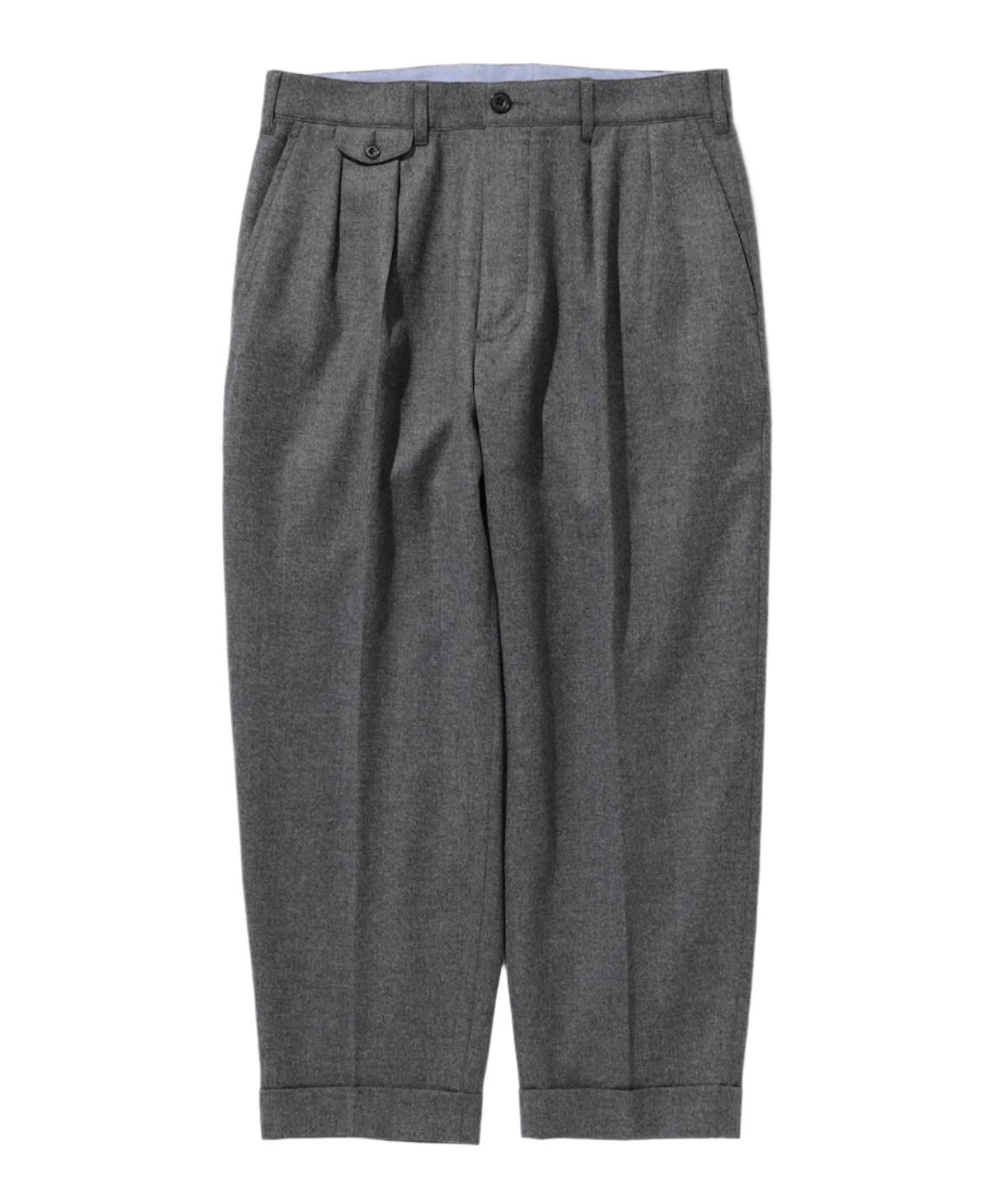 Beams Plus 2 Pleats Tapered Flannel Trousers Grey Beams Plus 2 Pleats Tapered Flannel Trousers Grey