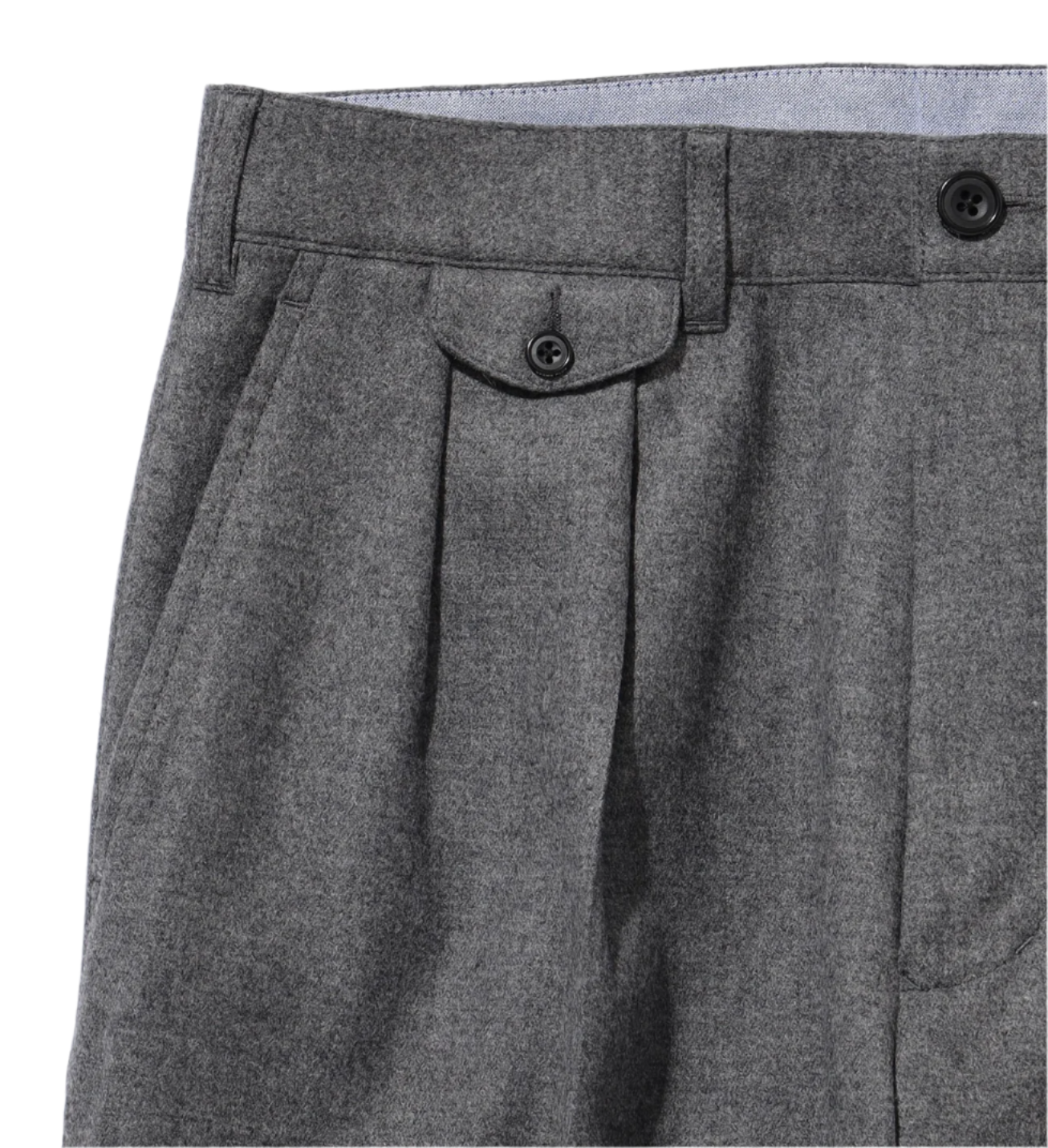 Beams Plus 2 Pleats Tapered Flannel Trousers Grey