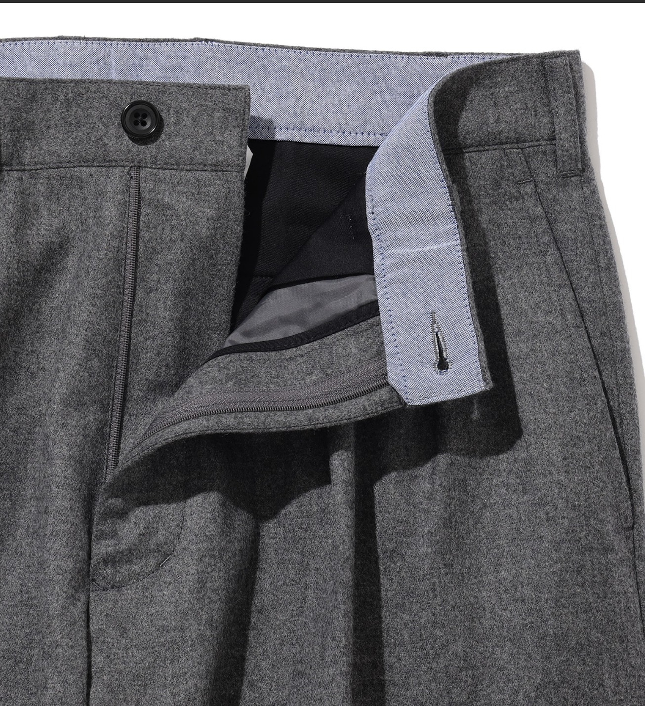 Beams Plus 2 Pleats Tapered Flannel Trousers Grey