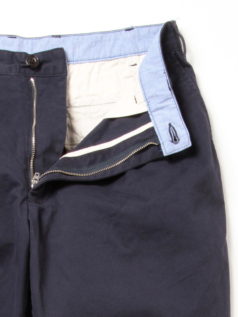 2 Pleats Twill Trousers Navy - 2nd Academic Store
