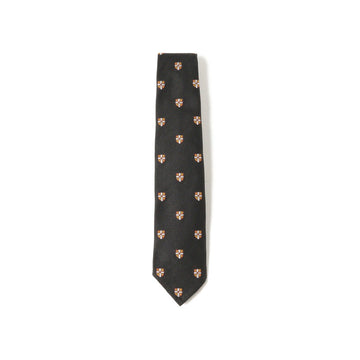 Crest Shield Embroidery Silk Tie - 2nd Academic Store