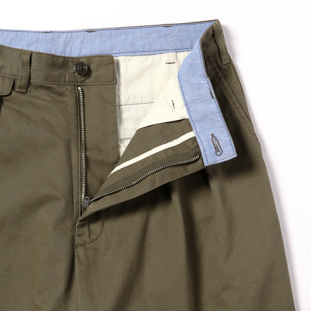2 Pleats Twill Trousers Olive - 2nd Academic Store